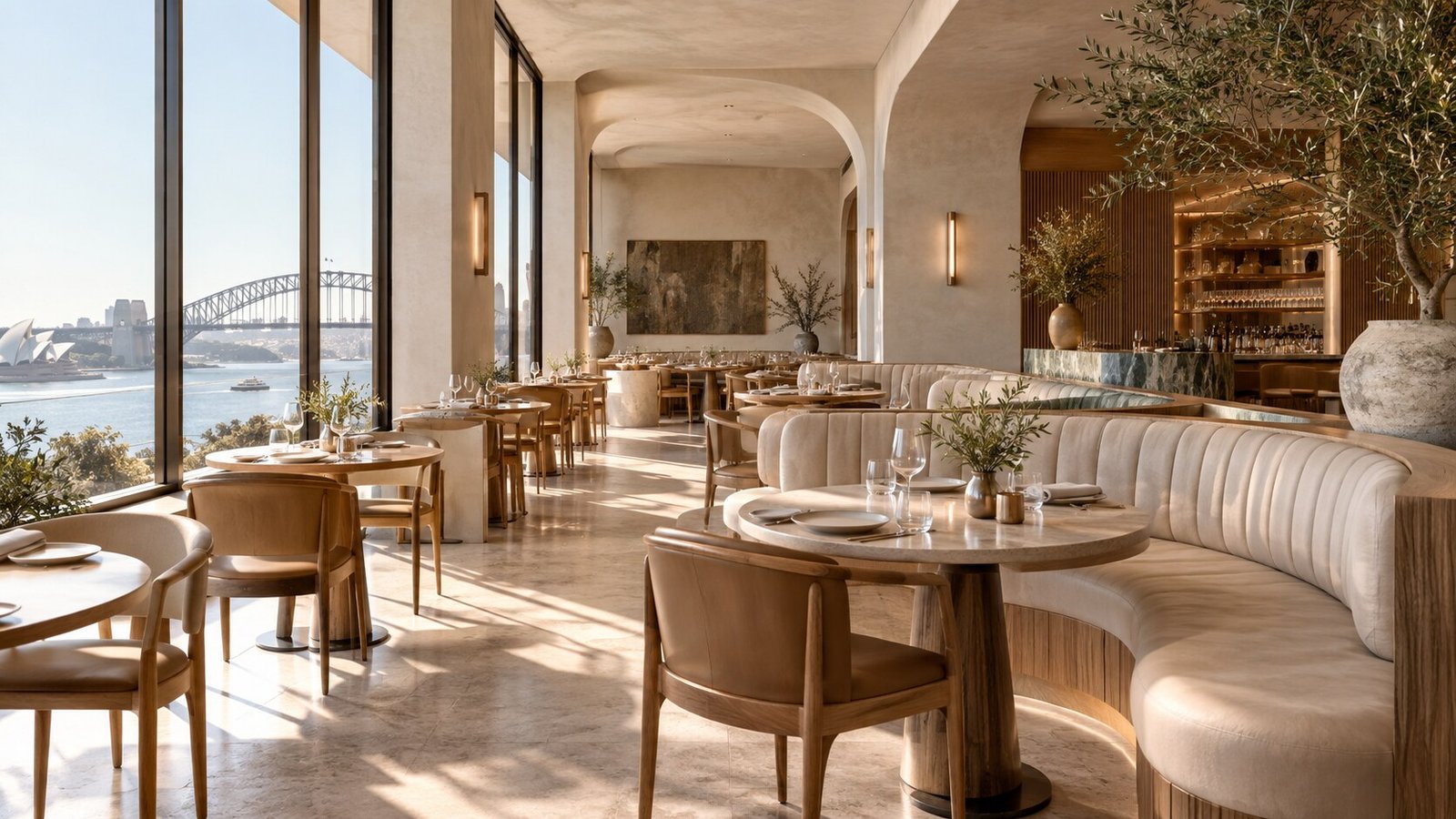 Illustrative design concept featuring natural stone, timber and soft light