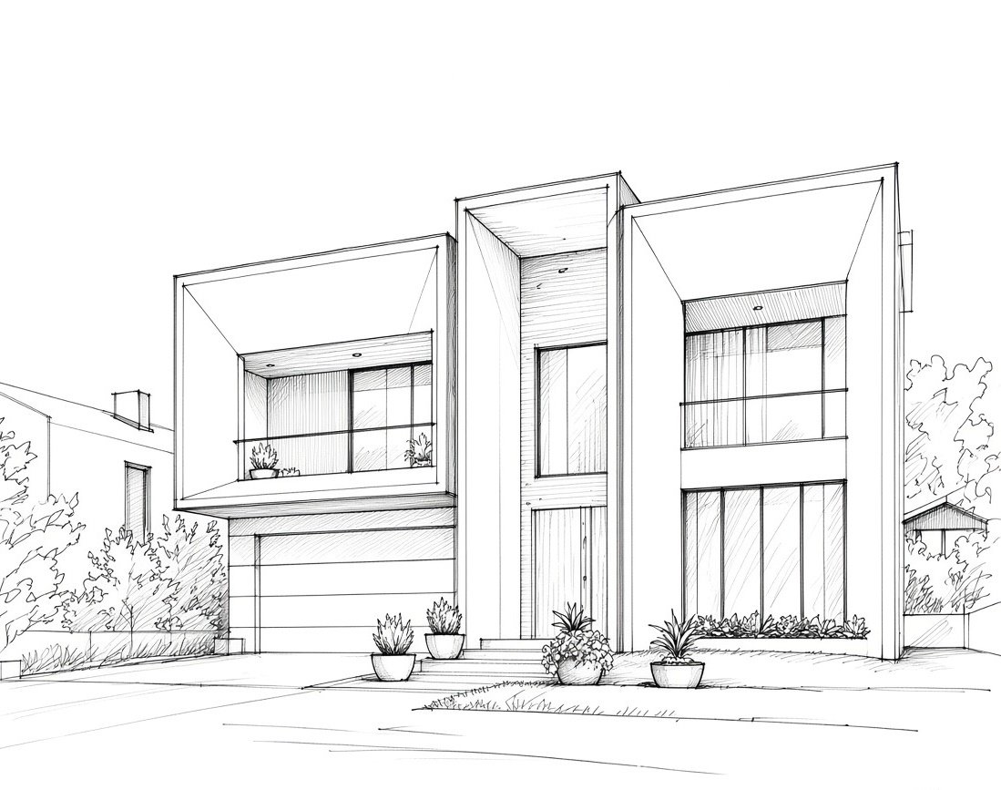 Facade design study for the Rouse Hill residence